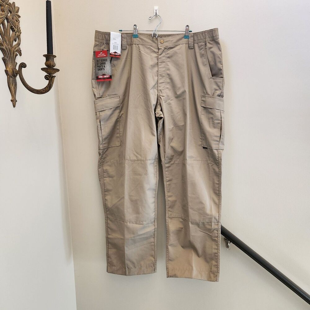 NEW Tru-Spec Men's 24-7 Simply Tactical ST Cargo Rip Stop Pants Khaki Tan 46x37